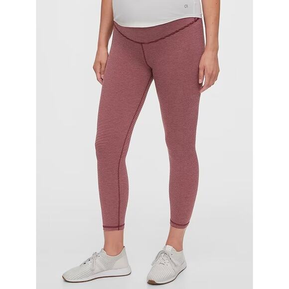GapFit Maternity Full Panel Propel 7/8 Leggings Red Stripe Eclipse Womens Medium - Picture 8 of 8